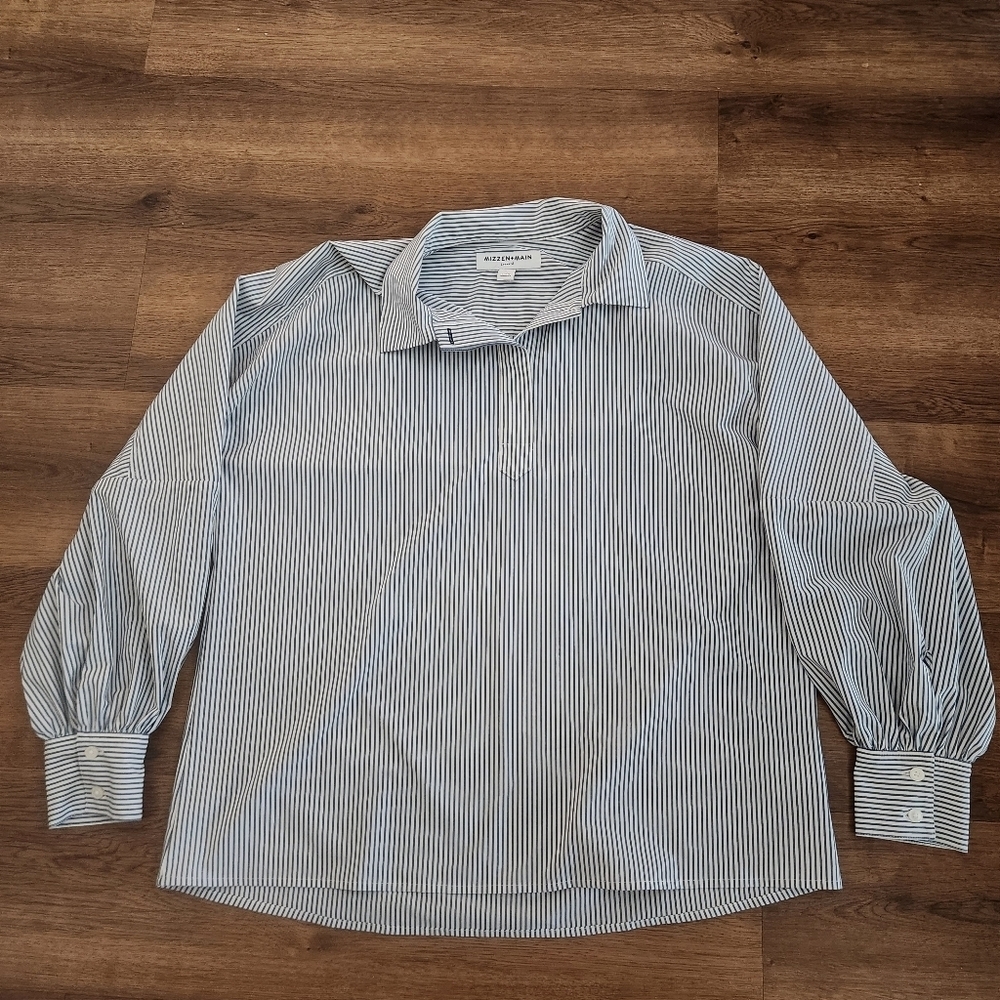 Mizzen + Main Striped Blouse Size Large